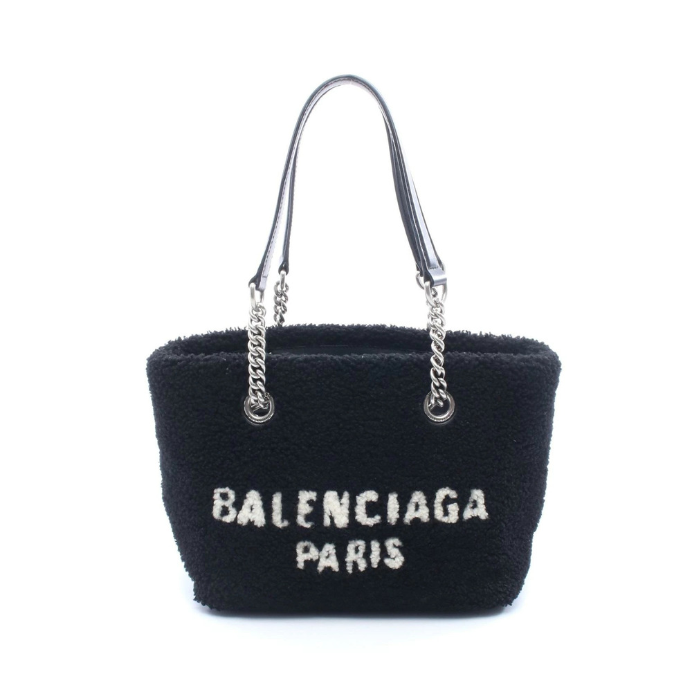 Balenciaga DUTY Tote Bag Leather Black White